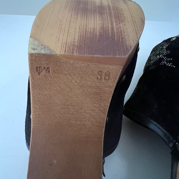 PENELOPE CHILVERS Black Suede Floral Print Mules Sz 38 - Picture 9 of 13